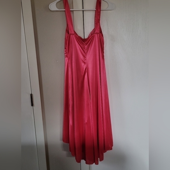 City Triangles Hot Pink Beaded V Neck Formal Satin Like Party Prom Dress - Picture 6 of 11